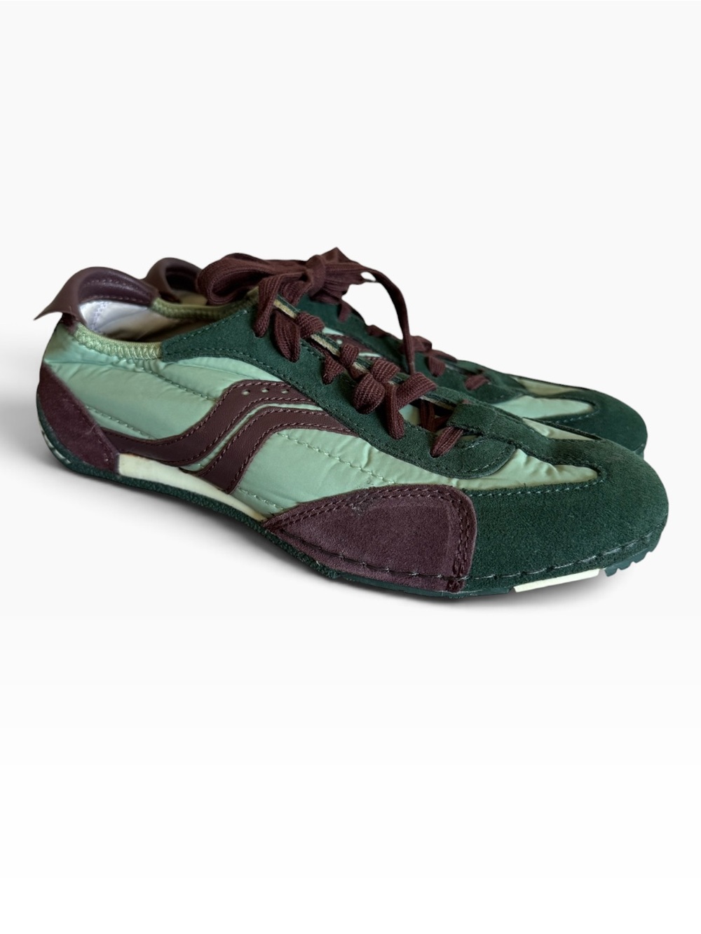 Y2K Saucony Bullet Sneaker in Green & Chocolate Brown